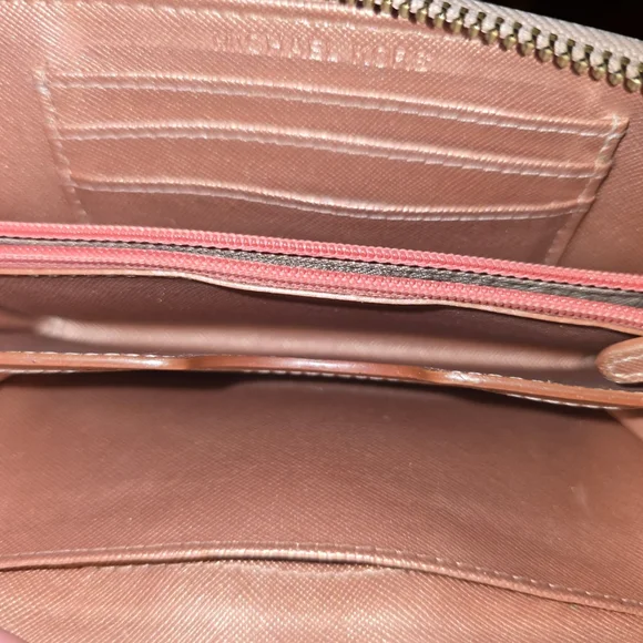 Michael Kors Signature Check Zip Around Wallet Blush Pink Gold Hardware - Picture 2 of 8